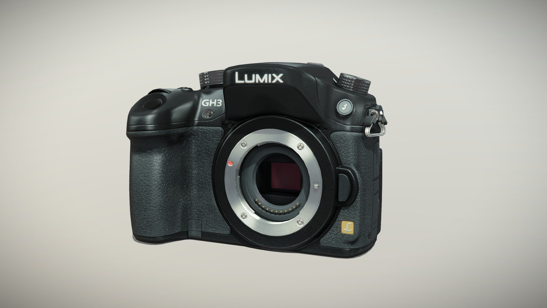 •   Let me present to you high-quality low-poly 3D model Panasonic Lumix DMC-GH3 Black. Modeling was made with ortho-photos of real camera that is why all details of design are recreated most authentically.

•    This model consists of a few meshes, it is low-polygonal and it has only one material.

•   The total of the main textures is 5. Resolution of all textures is 4096 pixels square aspect ratio in .png format. Also there is original texture file .PSD format in separate archive.

•   Polygon count of the model is – 5033.

•   The model has correct dimensions in real-world scale. All parts grouped and named correctly.

•   To use the model in other 3D programs there are scenes saved in formats .fbx, .obj, .DAE, .max (2010 version).

Note: If you see some artifacts on the textures, it means compression works in the Viewer. We recommend setting HD quality for textures. But anyway, original textures have no artifacts 3d model