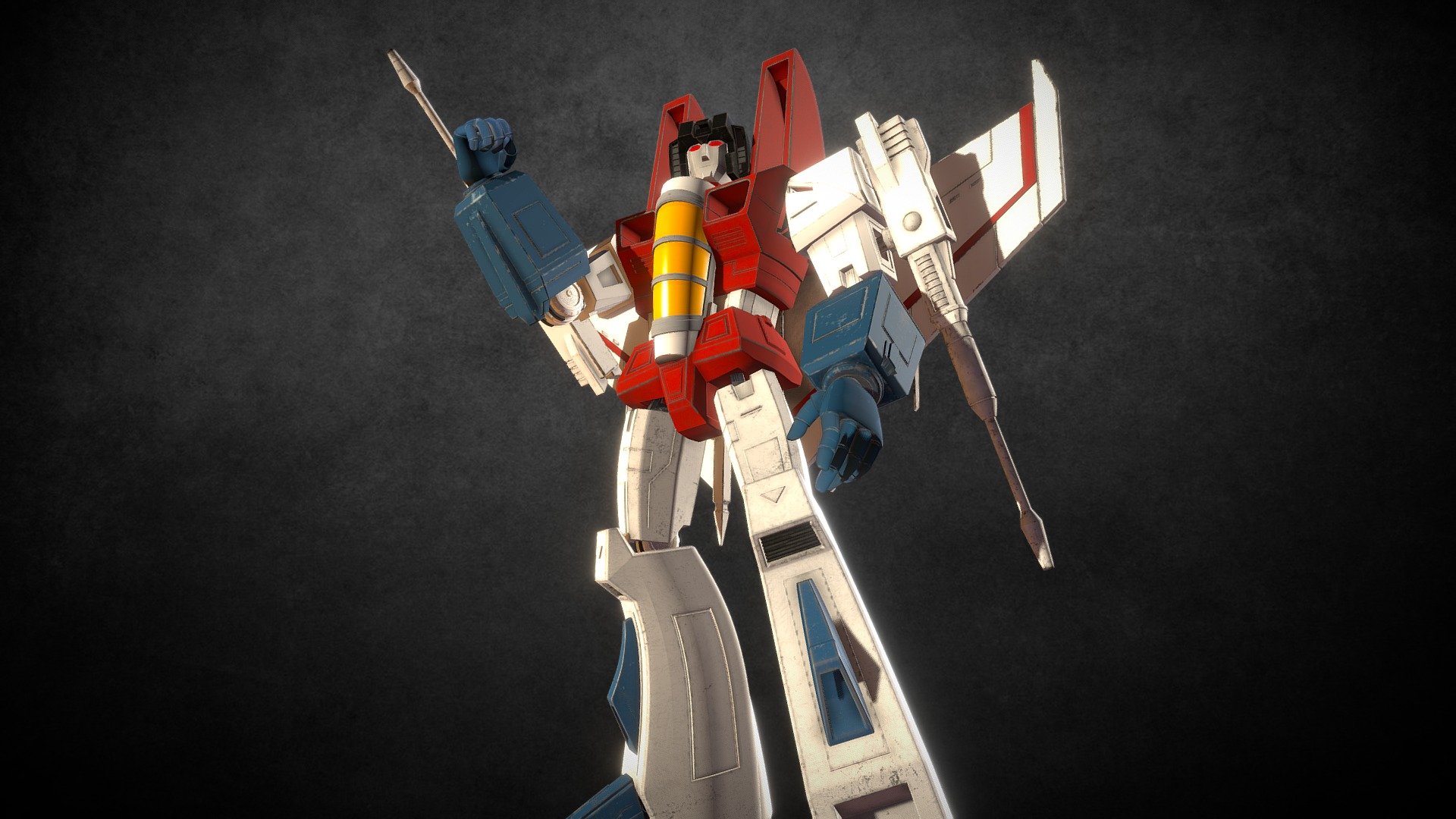 I took a crack at modeling the G1 Starscream in Maya.

Purchase includes Maya scene character rig and textures - Starscream - Buy Royalty Free 3D model by Brad Groatman (@groatman) 3d model