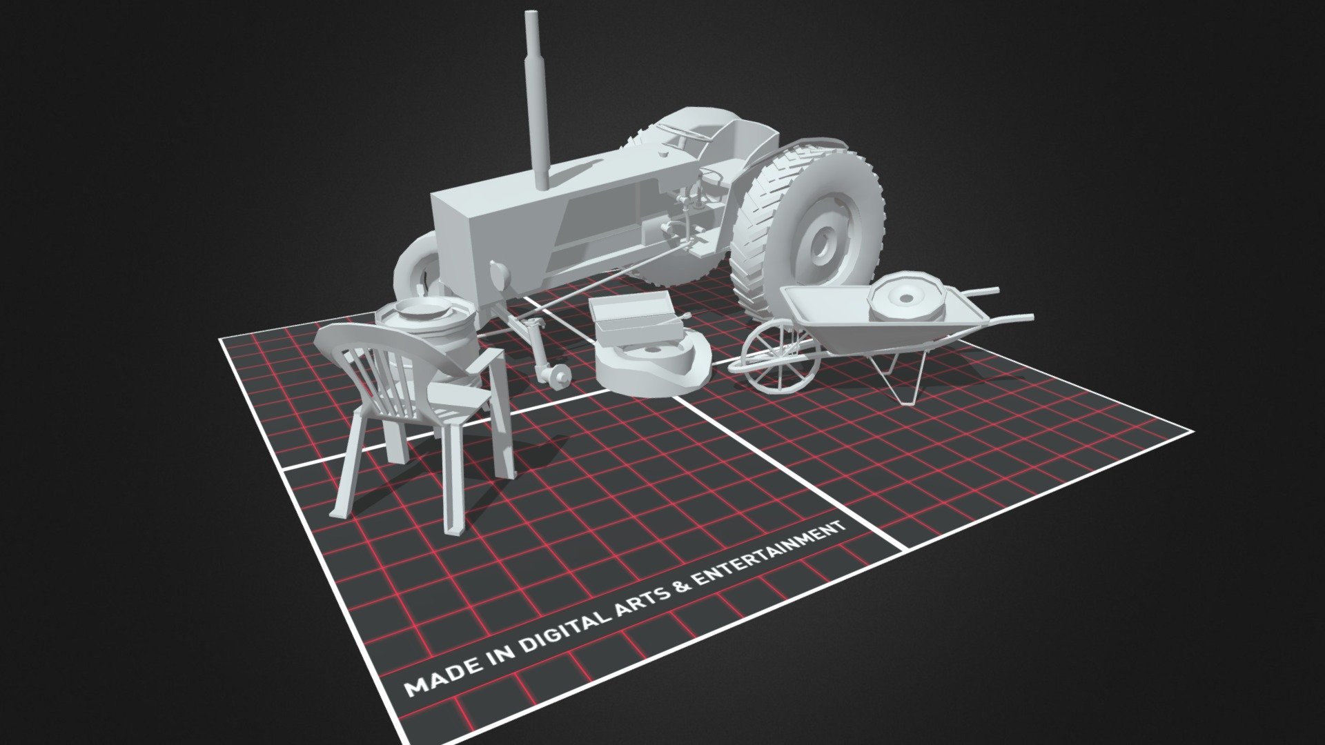 Low poly models for the 5 modeled props exercise 3d model