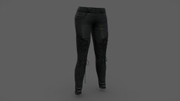 Female Lace-up Front Denim Pants red, leather, high, front, fashion, up, girls, clothes, pants, with, biker, rider, skinny, jeans, drop, womens, lace, wear, denim, laces, leggings, waist, pbr, low, poly, female, blue, black