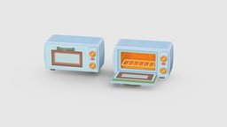 Cartoon electric oven food, baking, household, cook, electronics, bake, equipment, oven, kitchen, coal, appliances, kitchenware, roaster, lowpolymodel, scuttle, roasting, broiler, handpainted, cartoon, stylized