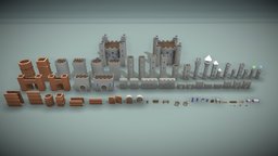 Low Poly City Wall Assets medieval, 3dlowpoly, 3dassets, 3dprops, citywall, medieval-prop, medievalassets, 3d, lowpoly, city