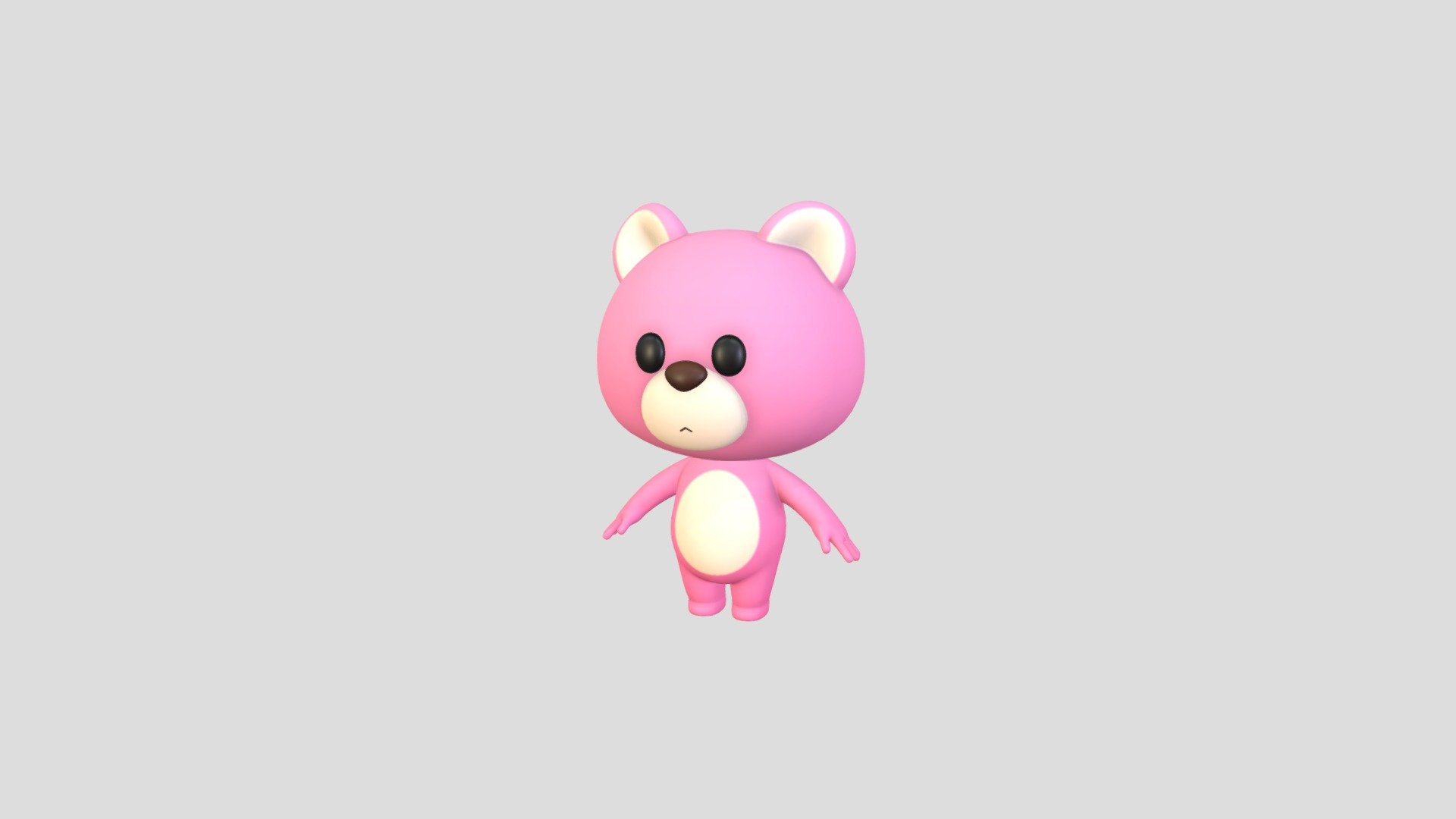 Pink Bear Character 3d model.      
    


File Format      
 
- 3ds max 2023  
 
- FBX  
 
- OBJ  
    


Clean topology    

No Rig                          

Non-overlapping unwrapped UVs        
 


PNG texture               

2048x2048                


- Base Color                        

- Normal                            

- Roughness                         



2,982 polygons                          

3,028 vertexs                          
 - Character216 Pink Bear - Buy Royalty Free 3D model by BaluCG 3d model