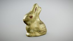 Gold Bunny (Wrapped) rabbit, bunny, decorative, chocolate, germany, milk, realistic, scanned, golden, metallic, photometry, foil, wrapped, pbr-texturing, lindt, pbr-materials, gold, inciprocal, milk-chocolate