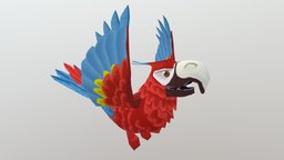 Low Poly Parrot bird, parrot, character, lowpoly, animal