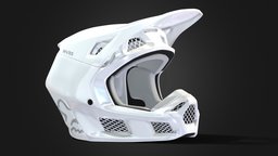 Fox Racing V3 LE Solid Helmet White Silver blender, helmet, 3dmodel