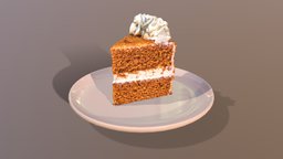 A Slice Of Caramel Cake red, cake, birthday, realistic, scanned, bakery, photogrammetry, 3dsmax, 3dsmaxpublisher, pbr, cakesburg, noai