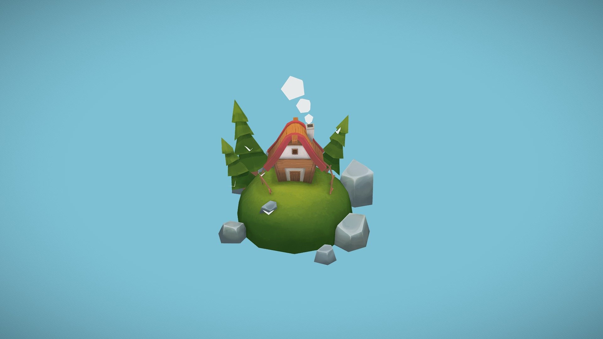 My first handpainted 3d model:) Stylised cartoon house to practise my skills - Cartoon house - 3D model by voloshincg 3d model