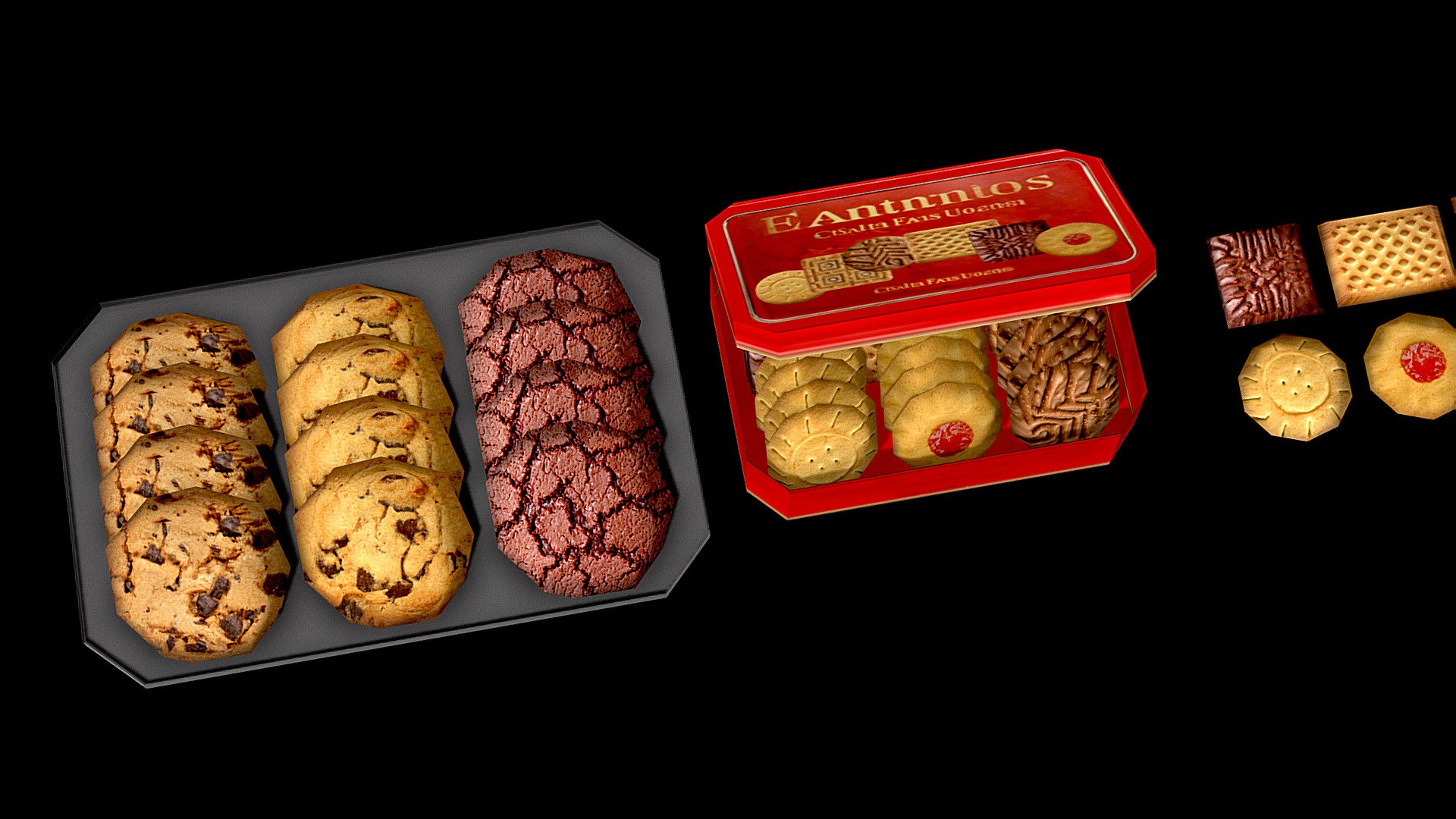 🍪🍪🍪Low poly set with different kinds of cookies and biscuits ♥(✿ฺ´∀`✿ฺ)ﾉ

Includes tin(no color map) with cookies, red metal box with biscuits, separete low poly cookies and biscuits.

Base color maps are 256x256 px.

𝙮𝙤𝙪 𝙘𝙖𝙣 𝙨𝙪𝙥𝙥𝙤𝙧𝙩 𝙢𝙚 𝙤𝙣 𝙠𝙤-𝙛𝙞 (╯⋋□⋌)╯=͟͟͞͞ ♥♥♥♥ ko-fi.com/sffffffff - 🍪 cookies set 🍪 - Download Free 3D model by gulvtaepper 3d model