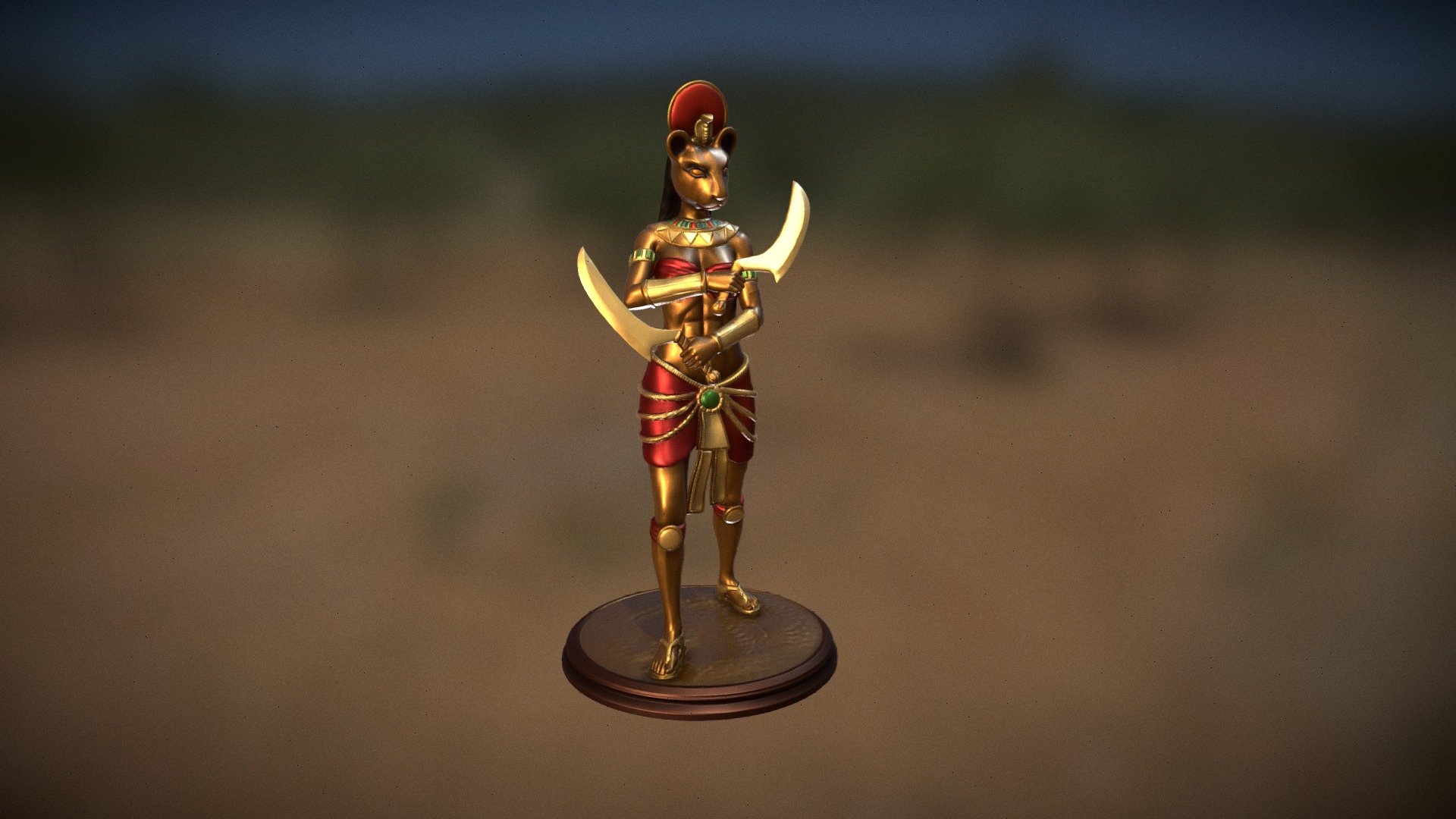Egyptian goddess Sekhmet statue for 3d print and paint - Egyptian goddess Sekhmet 3d print and paint - Buy Royalty Free 3D model by abauerenator 3d model