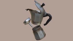 Old Italian Kettle metal, coffeemaker, moka, coffee-maker, percolator, mokapot, blender, substance-painter