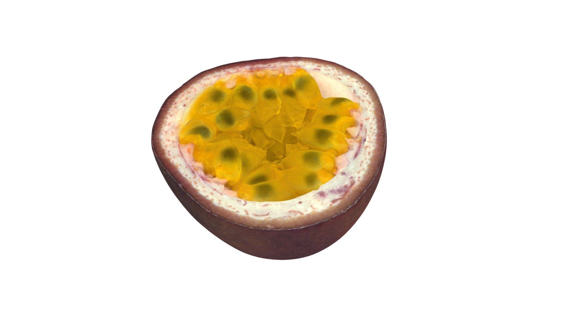 Highly detailed, photorealistic, 3d scanned model of a passion fruit half. 8k textures maps, optimized topology and uv unwrapped.

Model shown here is lowpoly with diffuse map only and 4k texture size.

This model is available at www.thecreativecrops.com 3d model