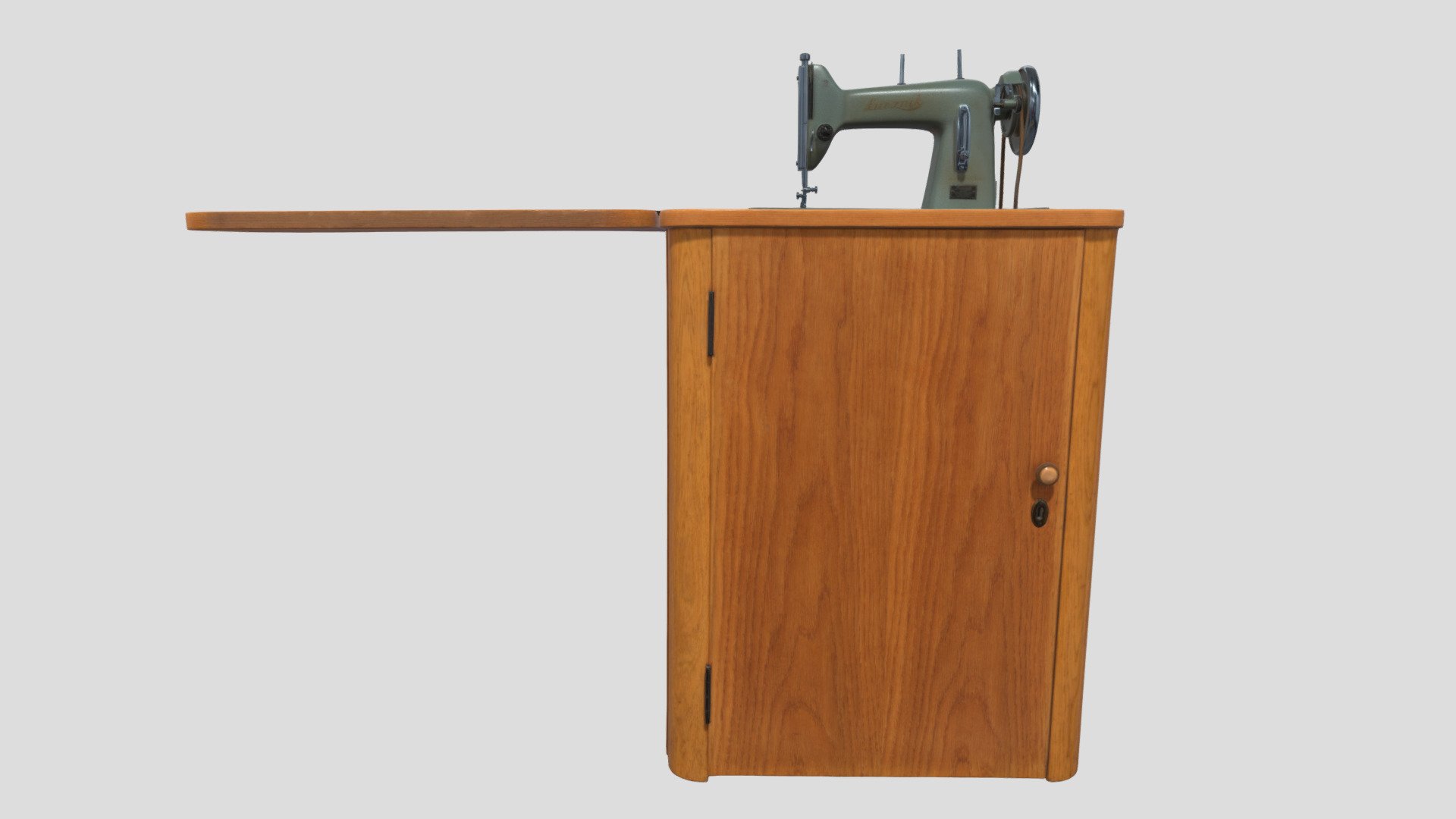 The device was designed as a straight-seam machine for sewing light- and medium-weight fabrics such as canvas, silk, wool, and cotton. It stitched forwards and in reverse depending on the position of the seam control lever. The direction of stitching could be changed while sewing. The arm was cast in cast-iron and weighed around 14 kg. A small inspection hole was placed at the back of the machine arm. The needle arm mechanism was covered with a shield. The KL 82/83 model presented here resembles the design of Singer #15 and Pfaff 30 machines. The devices were manufactured in two colours: black with gilded patterns or, as seen in the unit presented here, in a hammered grey coating. The machine has a motor socket, which suggests that it could be adapted to use electrical drive. 

Manufacturer: Zakłady Metalowe im. gen. Waltera in Radom, 1958 

Inv. No. MIM1353 /IX-134

Model prepared on the basis of photogrammetric measurements

Licence: CC BY-NC-SA (CC Attribution-NonCommercial-ShareAlike) - Łucznik KL 82/83 sewing machine - Download Free 3D model by Museum of Engineering and Technology, Krakow (@mitkrakow) 3d model
