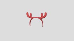 Prop204 Deer Headband hair, hat, red, prop, fashion, deer, christmas, party, band, reindeer, head, antler, headdress, costume, headwear, headband, girl, cartoon, clothing, noai