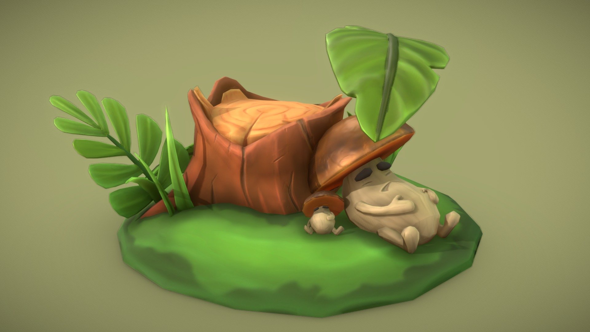 Lazy mushroom is waiting for challenge - Lazy Mushroom - Download Free 3D model by halenpet 3d model