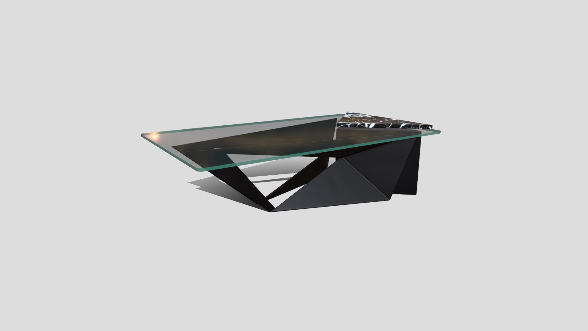 Glass top stylizes office desk with metal frame 3d model