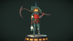 Pumpkin souls reaper figure, reaper, scythe, gamedev, scary, character, game, creature, monster, halloween, pumpkin, spooky, souls, horror