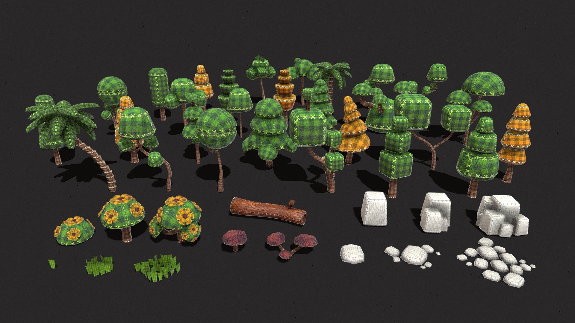 Good day ^_^ I hope you will like this Low Poly Stylize Nature Pack as much as i do. this is modeled in blender and textured in substance painter. 

This Pack contains: 43 Unique models




Tree: 28

Plant: 3

Mushroom: 2

Trunk: 1

Grass: 3

Rock: 3

Stone: 3

Checkout my other Low poly Vegetation Packs:







Flower and plant 01







Flower and plant 02







Flower pack







Tree pack







Stylize Plant pack 03



 - Low Poly Stylize Nature Pack - Buy Royalty Free 3D model by LowPolyBoy 3d model