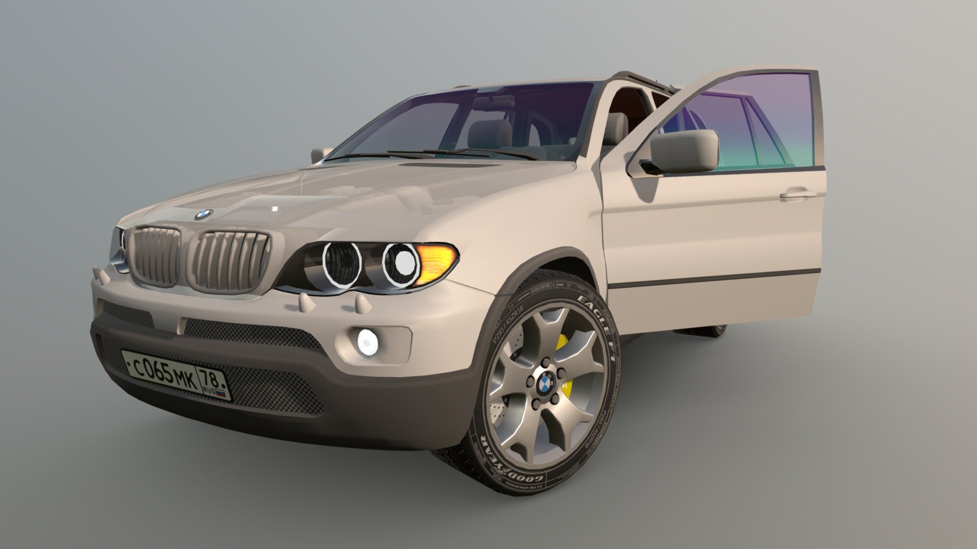 Low poly model. HQ interior. Optimized textures. Baked AO. Body - 1mat. 2048 texture. Wheels - 1mat. 512 texture - BMW X5 E53 - 3D model by OG Customs (@og_customs) 3d model