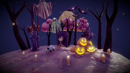 Halloween Collection trees, skeleton, moon, bat, bone, dead, liver, clouds, ground, candles, candy, headstone, head, pumpkins, ghosts, crossbones, cementary, headstones, halloween-2019, character, skull, monster, ghost, halloween, pumpkin, zombie, halloween2019