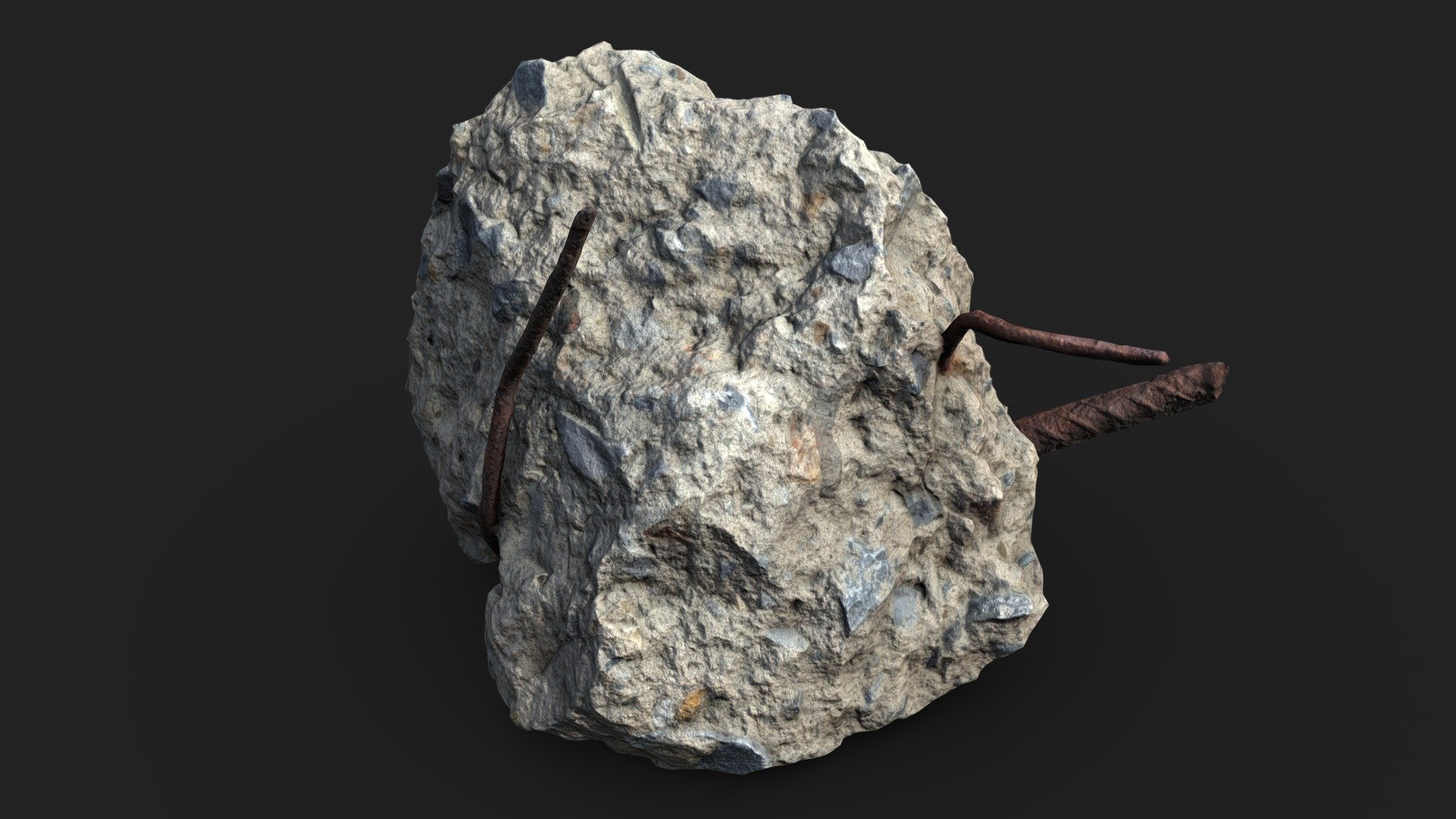 Piece of concrete with reinforcement, which is well suited for creating destroyed and abandoned scenes.

Technical specifications:

Close-up scan model

Optimized model

non-overlapping UV map

ready for animation

PBR textures 4K resolution: Normal, Roughness, Albedo, Metal, Ambient Occlusion maps

Download package includes FBX, OBJ which are applicable for 3ds Max, Maya, Unreal Engine, Unity, Blender.

Enjoy! - Piece of concrete with reinforcement scan - Buy Royalty Free 3D model by SubVis 3d model