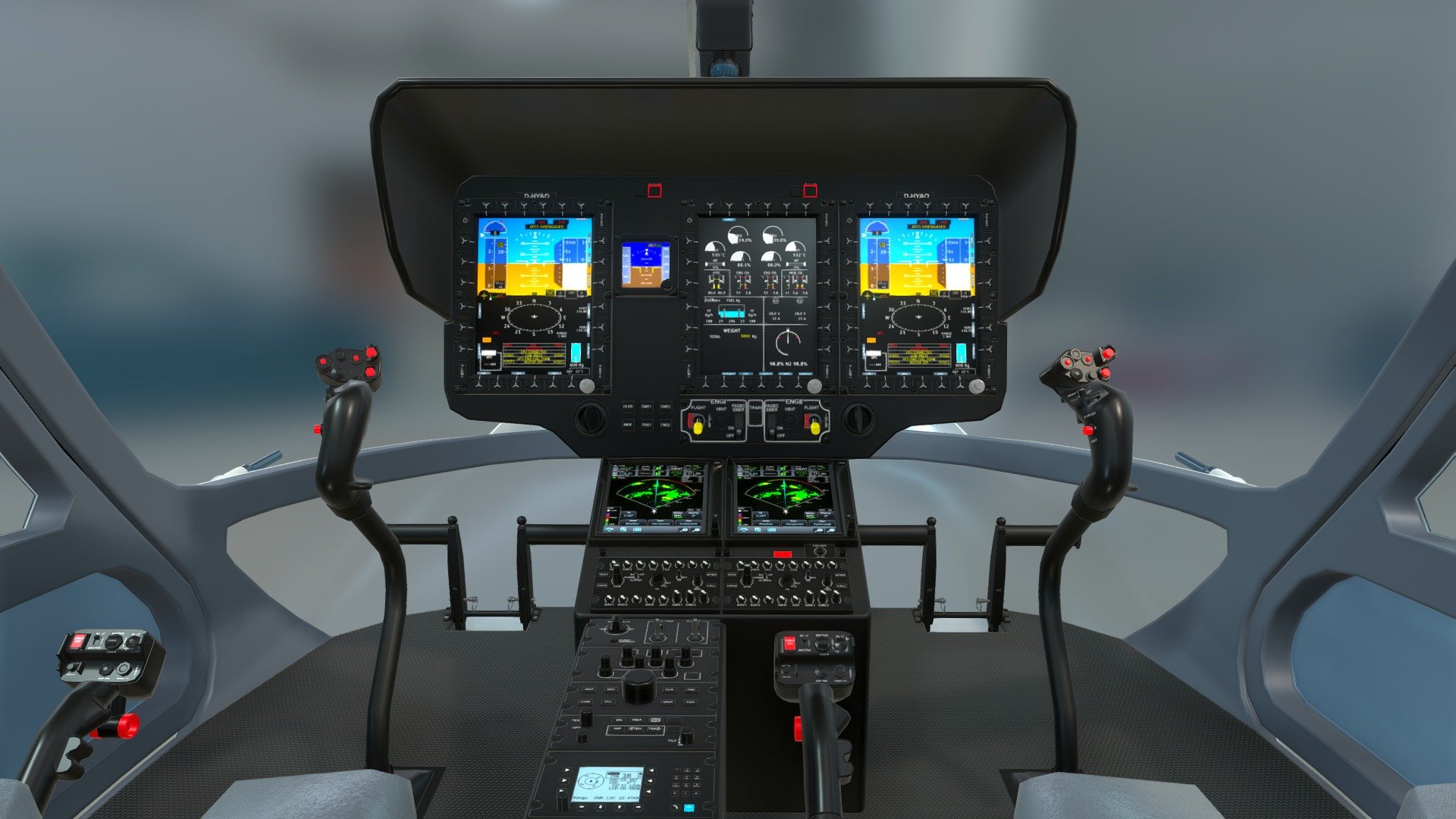 Cockpit view of an Airbus H145 Emergency helicopter.

Zoom out to reveal the entire helicopter.

Published by 3ds Max - Airbus H145 Cockpit - 3D model by Padpilot 3d model
