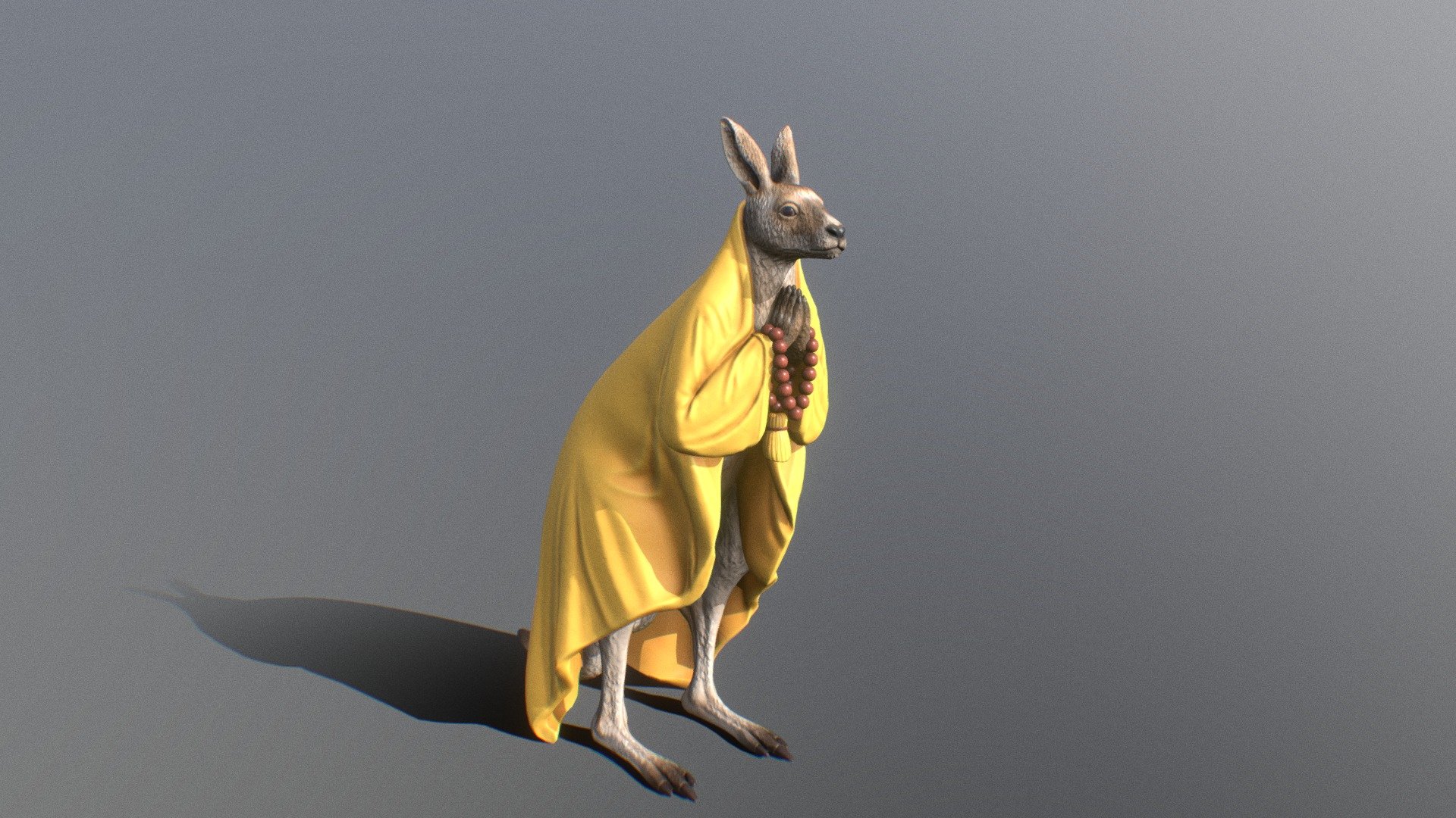 Game-ready statue of marsupial - Master Kangaroo - 3D model by Stan (@Stas_SayHallo) 3d model