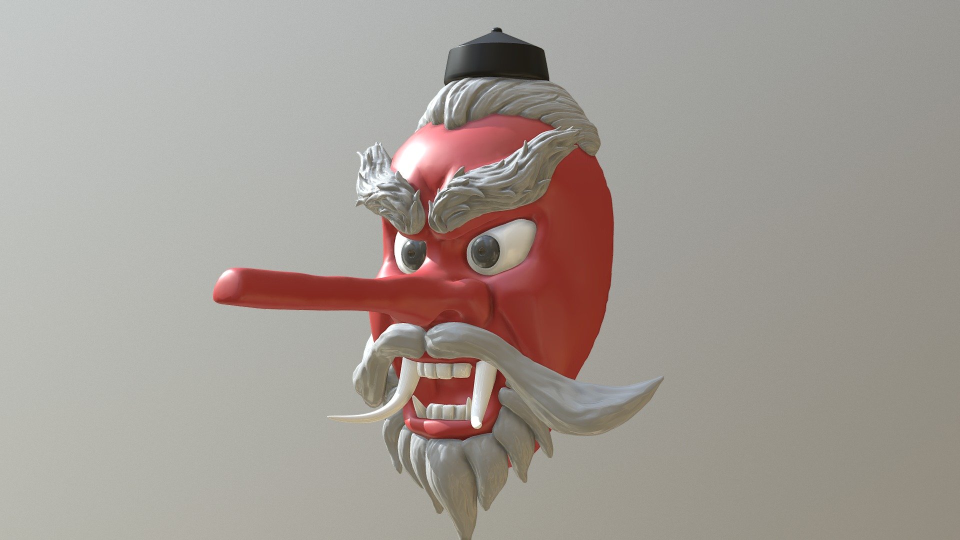 I deliberately challenged myself by trying to tackle a lot of what I feel I'm weakest with: hair. Please let me know what you think, especially if you have any critiques :) - 02_Sculpt January: Tengu/Oni Mask - 3D model by mvick13497 3d model