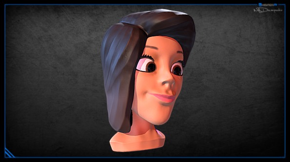 Female cartoon face.
Skinned and rigged 3d model