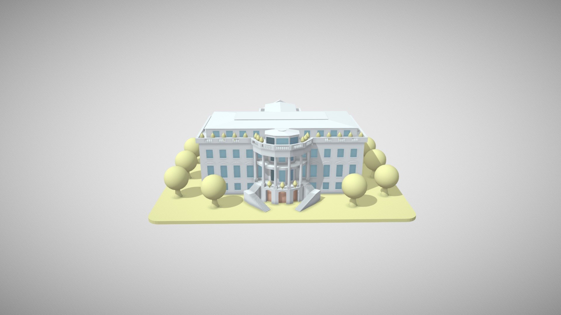 This is a simplified low poly model of the White House. This was done with Blender. The zip file includes same models in fbx, dae, blend, obj formats 3d model