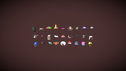 [M]27 Low Poly Hats #2 hat, pack, hats, lowpoly, gameart