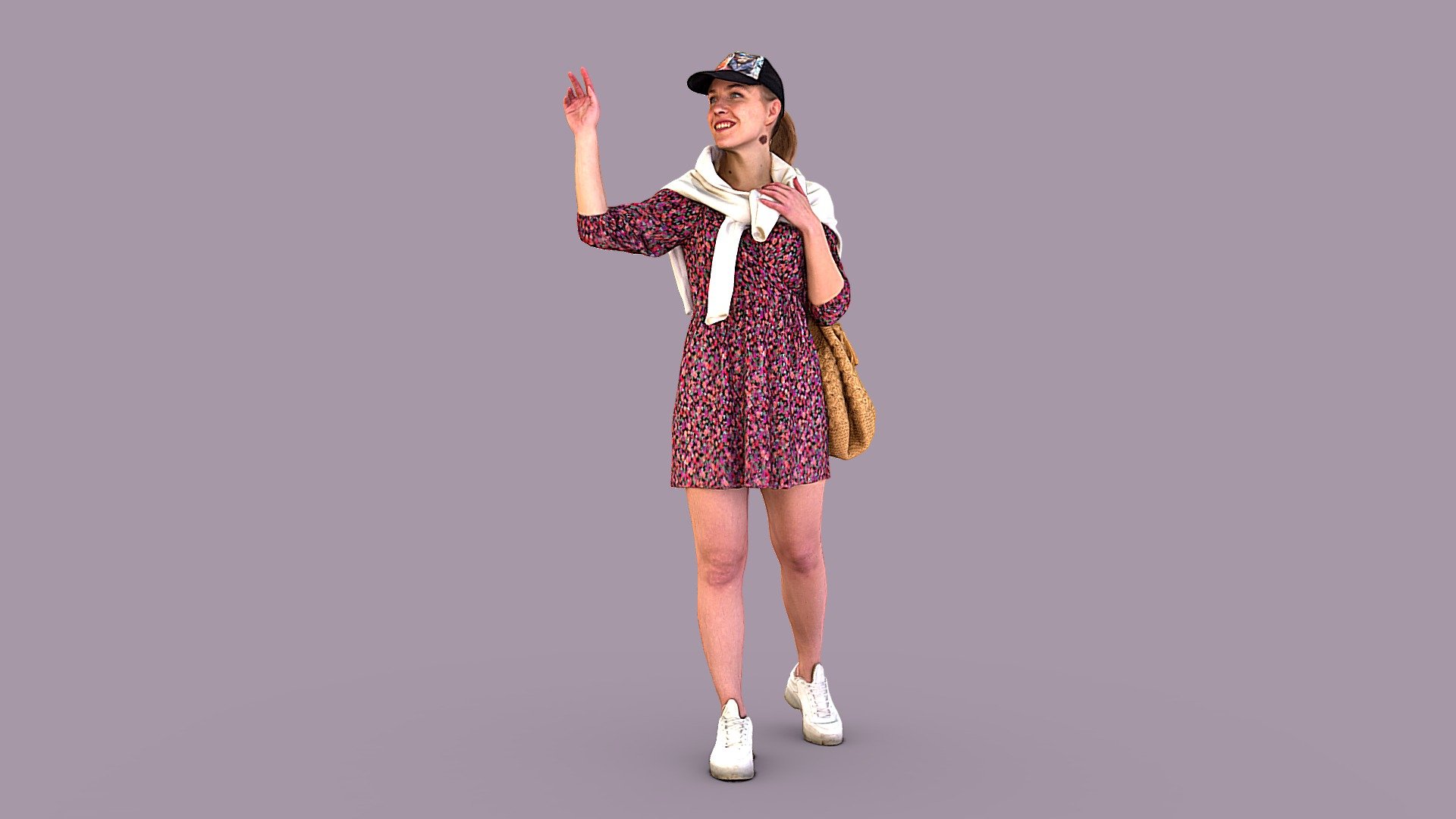 Follow us on Instagram ✌🏼

✉️ Young attractive blue-eyed blonde joyfully greets her girlfriend. She has a wide smile that shows her teeth, wearing a pink floral mini dress, a white long-sleeved sweater tied around her shoulders, a cap on her head, a woven bag on her shoulder, shod with white sneakers.

🦾 This model will be an excellent mid-range participant. It does not need to be very close and try to see the details, it reveals and demonstrates its texture as much as possible in case of a certain distance from the foreground.

⚙️ Photorealistic Casual Character 3d model ready for Virtual Reality (VR), Augmented Reality (AR), games and other real-time apps. Suitable for the architectural visualization and another graphical projects. 50 000 polygons per model.

JEJB31 - Floral Girl - 3D model by kanistra 3d model