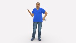 Man In Blue T-shirt 0271 style, people, fashion, clothes, miniatures, t-shirt, character, 3dprint, model, man, blue