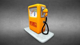 Low Poly Cartoon Gas Pump oil, gasoline, station, petroleum
