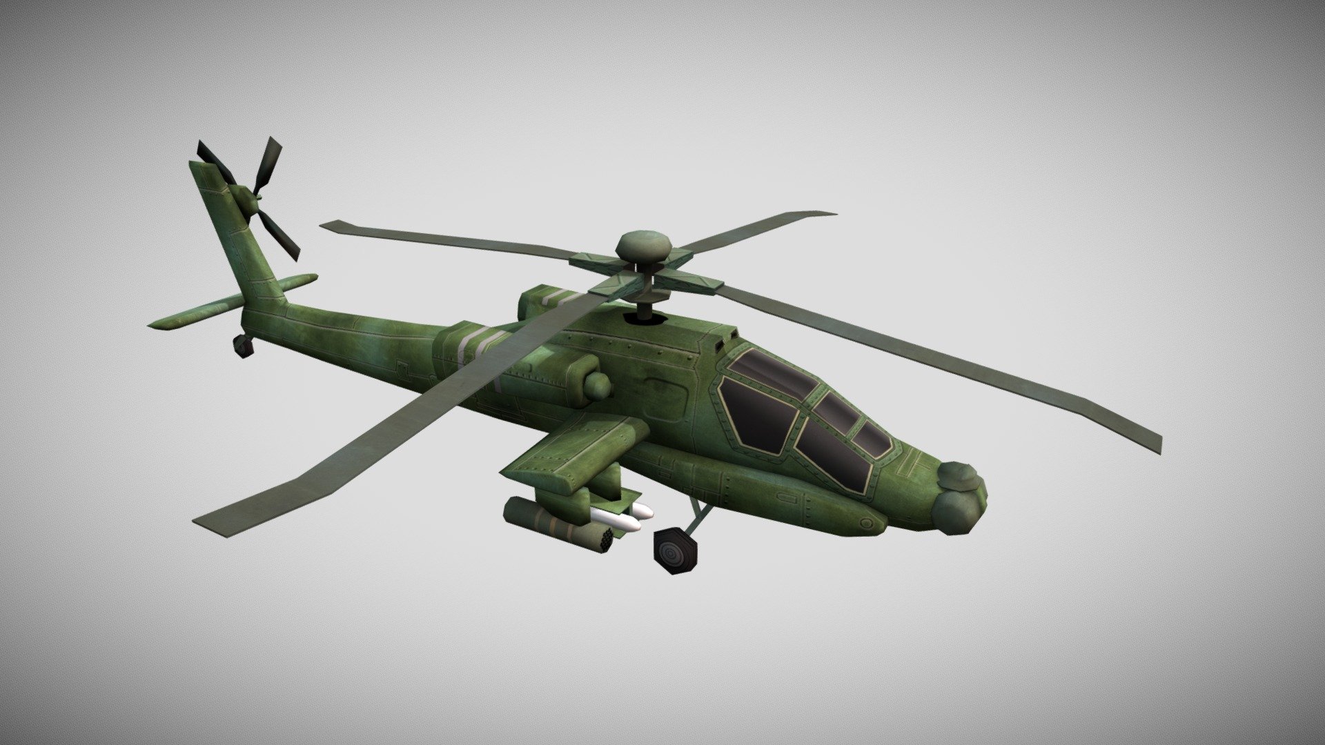 A stylized, low poly helicopter based off the legendary Apache! The colorful texture and optimized geometry makes it perfect for casual or mobile games. This will be available for sale in the near future, so keep an eye on this page 3d model