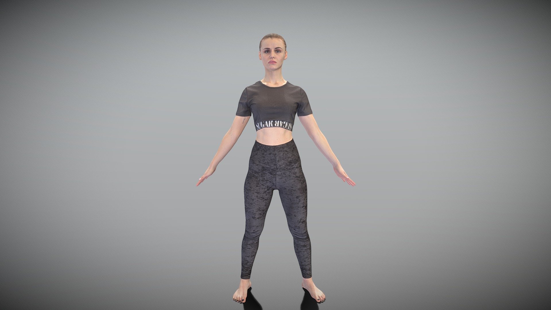 This is a true human size detailed model of a beautiful young woman of Caucasian appearance dressed in sportswear. The model is captured in the A-pose with mesh ready for rigging and animation in all most usable 3d software.

Technical specifications:




digital double scan model

low-poly model

high-poly model (.ztl tool with 5-6 subdivisions) clean and retopologized automatically via ZRemesher

fully quad topology

sufficiently clean

edge Loops based

ready for subdivision

8K texture color map

non-overlapping UV map

ready for animation

PBR textures 8K resolution: Normal, Displacement, Albedo maps

Download package includes a Cinema 4D project file with Redshift shader, OBJ, FBX, STL files, which are applicable for 3ds Max, Maya, Unreal Engine, Unity, Blender, etc. All the textures you will find in the “Tex” folder, included into the main archive.

3D EVERYTHING

Stand with Ukraine! - Beautiful woman in sportswear in A-pose 435 - Buy Royalty Free 3D model by deep3dstudio 3d model