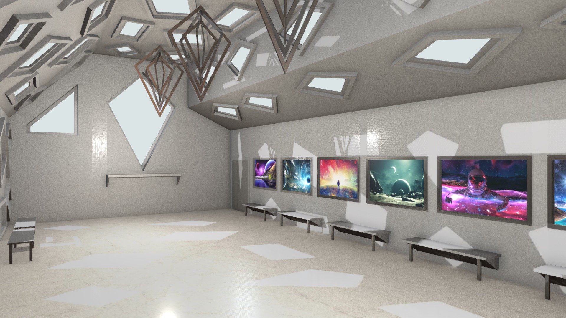 Virtual Reality Art Gallery Showroom



Textures baked in Blender

6 paintings easy to replace with custom photos


 - VR Art Gallery Showroom - Buy Royalty Free 3D model by jimbogies 3d model