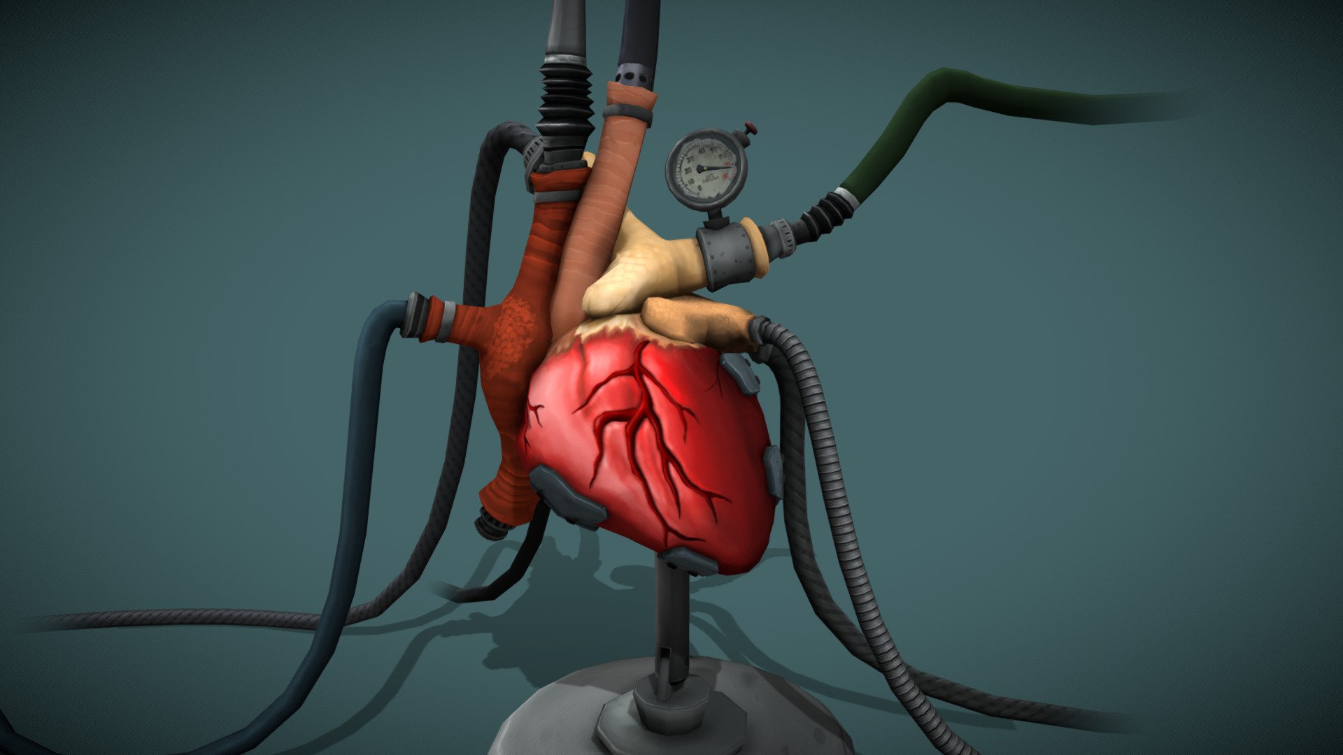 In this week's #SketchfabWeeklyChallenge, i decided to model an anatomical heart. 
The idea was to sculpt a syntehtic  human heart connected to a lot of hoses. 
I was very motivated to model the whole project, but texturing the heart  was very difficult for me this time. 
What do you like about the art style and how could i improve?

Feel free to leave a review :) - Synthetic Heart #SketchfabWeeklyChallenge Week 3 - 3D model by Youssef Jammoul (@Youssefjammoul) 3d model