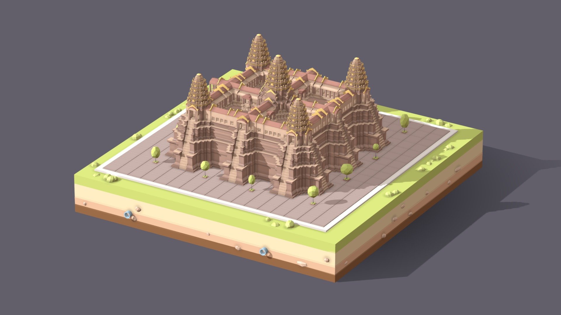 Cartoon Low Poly Angkor Wat Temple Illustration

Created on Cinema 4d R20 (Render Ready on native file)

Procedural textured

Game Ready, AR Ready, VR Ready

Include Temple, Landscape.
 - Cartoon Low Poly Angkor Wat - Buy Royalty Free 3D model by antonmoek 3d model
