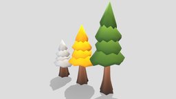 Toon Low Poly Game-Ready Pine Trees