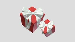 Gift Box object, red, gift, box, present, 3d, rendering