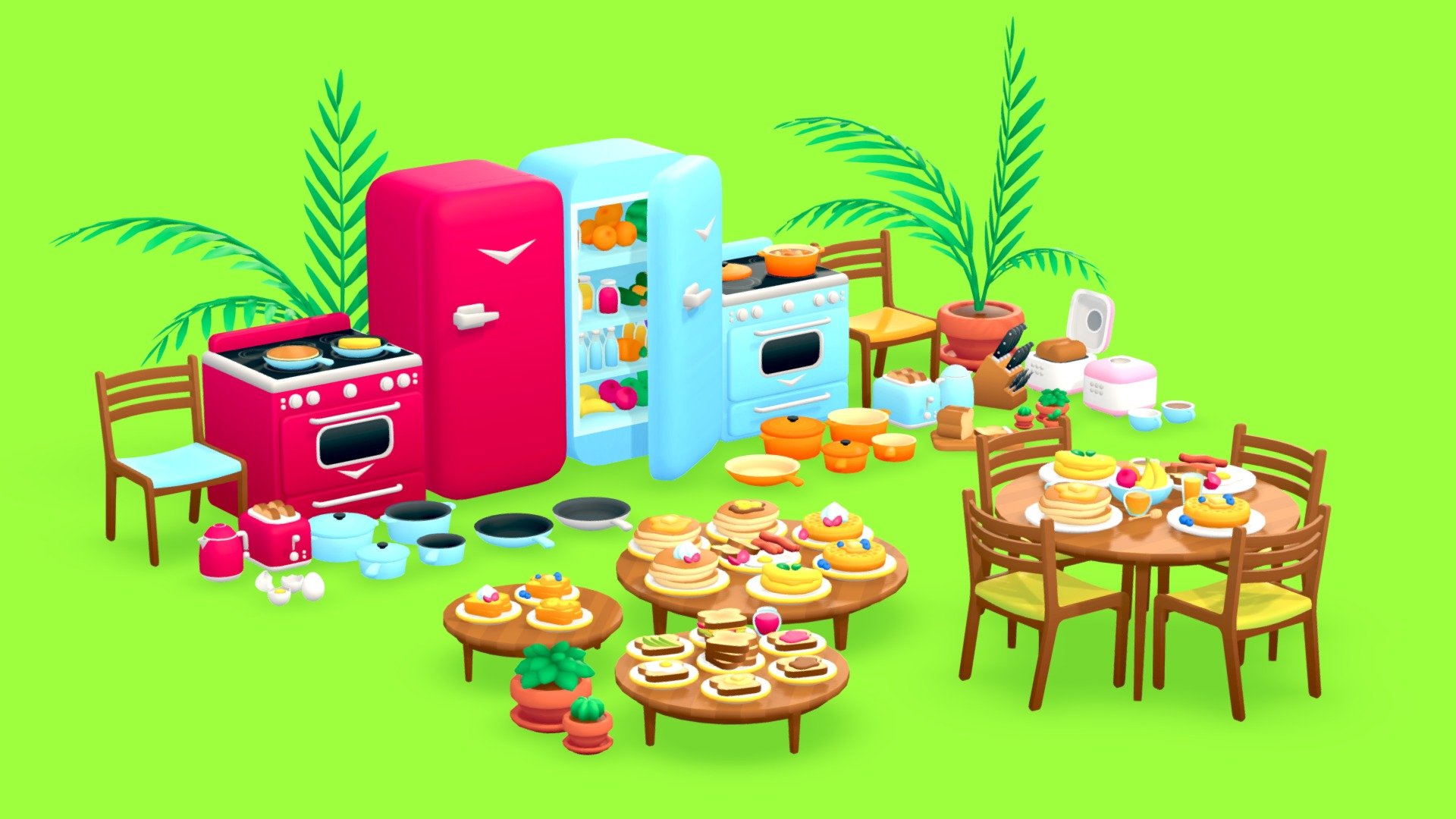 Here’s a new cartoon pack! I made this pack to fill your kitchen and your house!
You can use it for video games or animations!

Like my other packs in the same style, this scene is using a single texture map and is mapped using only color gradients.
It includes all the assets you see as separated fbx

If you want to complete your kitchen scene with more food and objects, take a look at my other packs on sale! I have some other packs in the same style like this:




https://sketchfab.com/3d-models/beach-party-pack-0e08b54d2040497e9597bd220e1f0e82

https://sketchfab.com/3d-models/living-room-pack-fa6fbd9cf1f44bcf806d633b345add01

https://sketchfab.com/3d-models/breakfast-food-pack-b42606de1a4549768c6db93cd63dbcb5

If you want custom models for your project, contact me! I’m currently taking freelance jobs :D

Leave a comment and let me know what 3D pack you’d like to see next! - Kitchen Pack - Buy Royalty Free 3D model by L3X 3d model