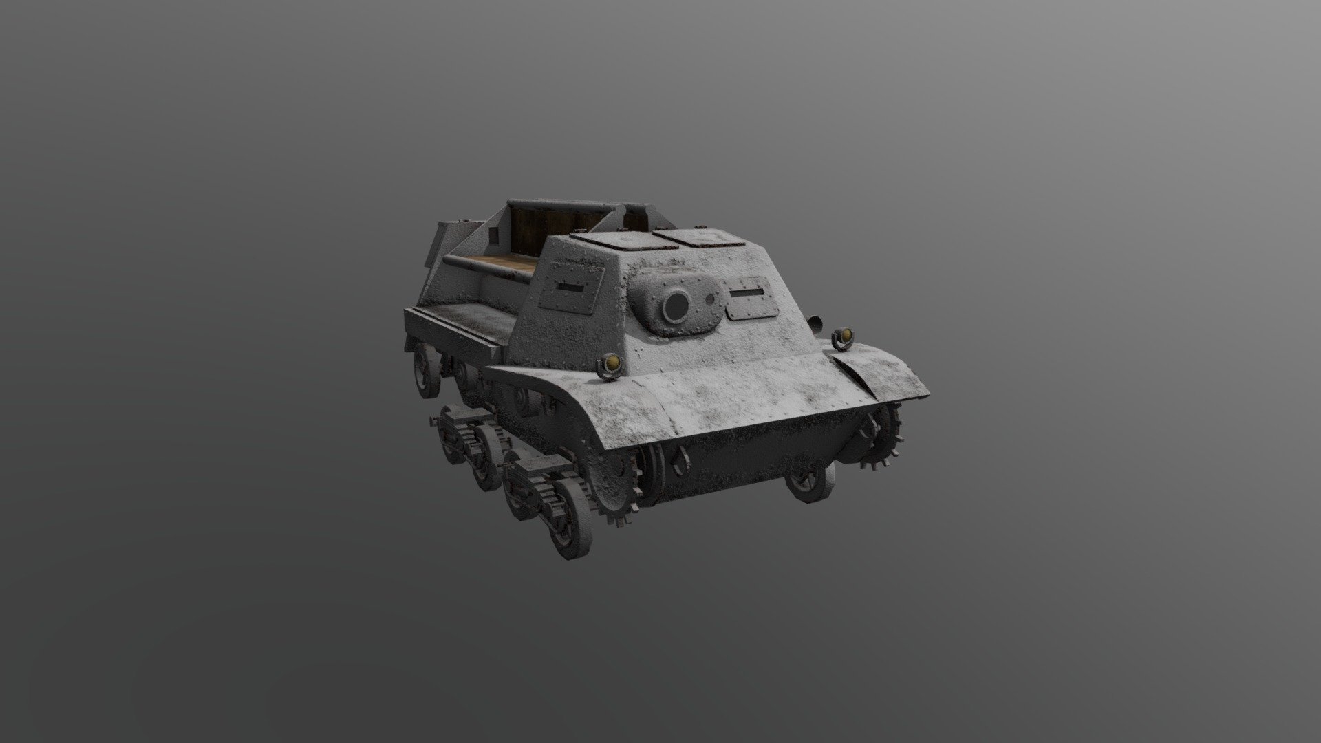 A vehicle I made for a mod, I did not create the highpoly for this model, I was provided one that I slightly modified and used to create a lower poly model according to the mod creators specs

Original mesh: http://www.cadnav.com/3d-models/model-10805.html - T20 Komsomolets - 3D model by FrozenOne 3d model