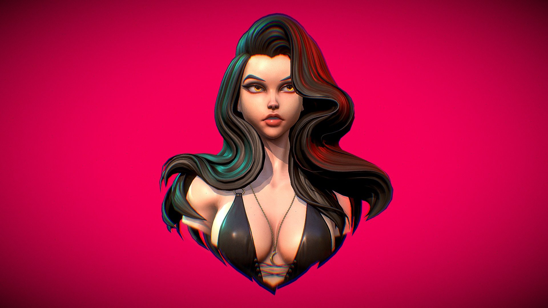 According to author’s paintings:

https://www.artstation.com/kyuyongeom

https://www.artstation.com/rossdraws

3D-model made in Blender, texturing in Substance Painter, baking in marmoset toolbag 4 - Girl with black hair - 3D model by RegnadBIT 3d model