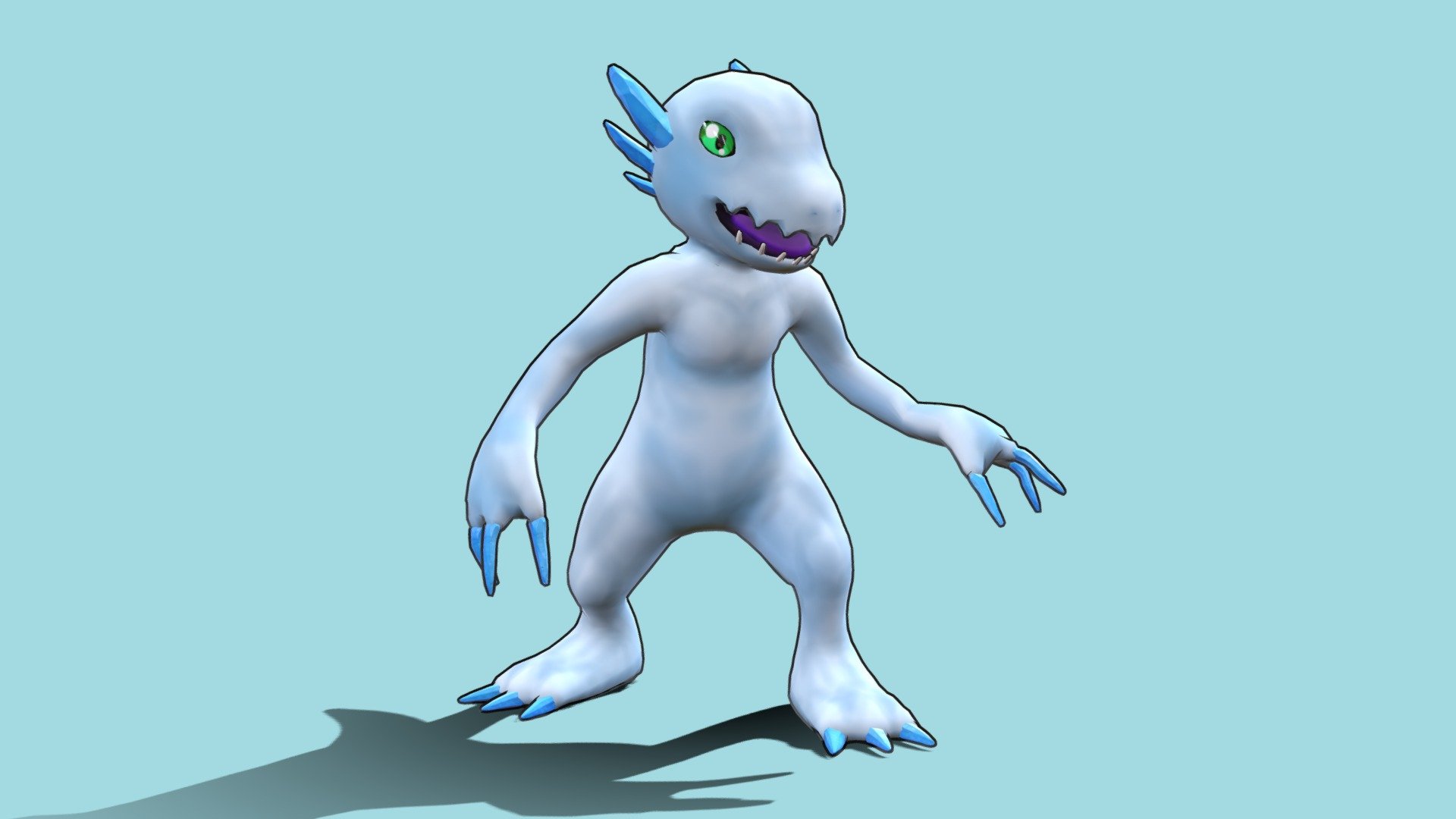 Friomon the ice Dragon Digimon. Hes a rookie level evolution and packs a frosty punch 3d model