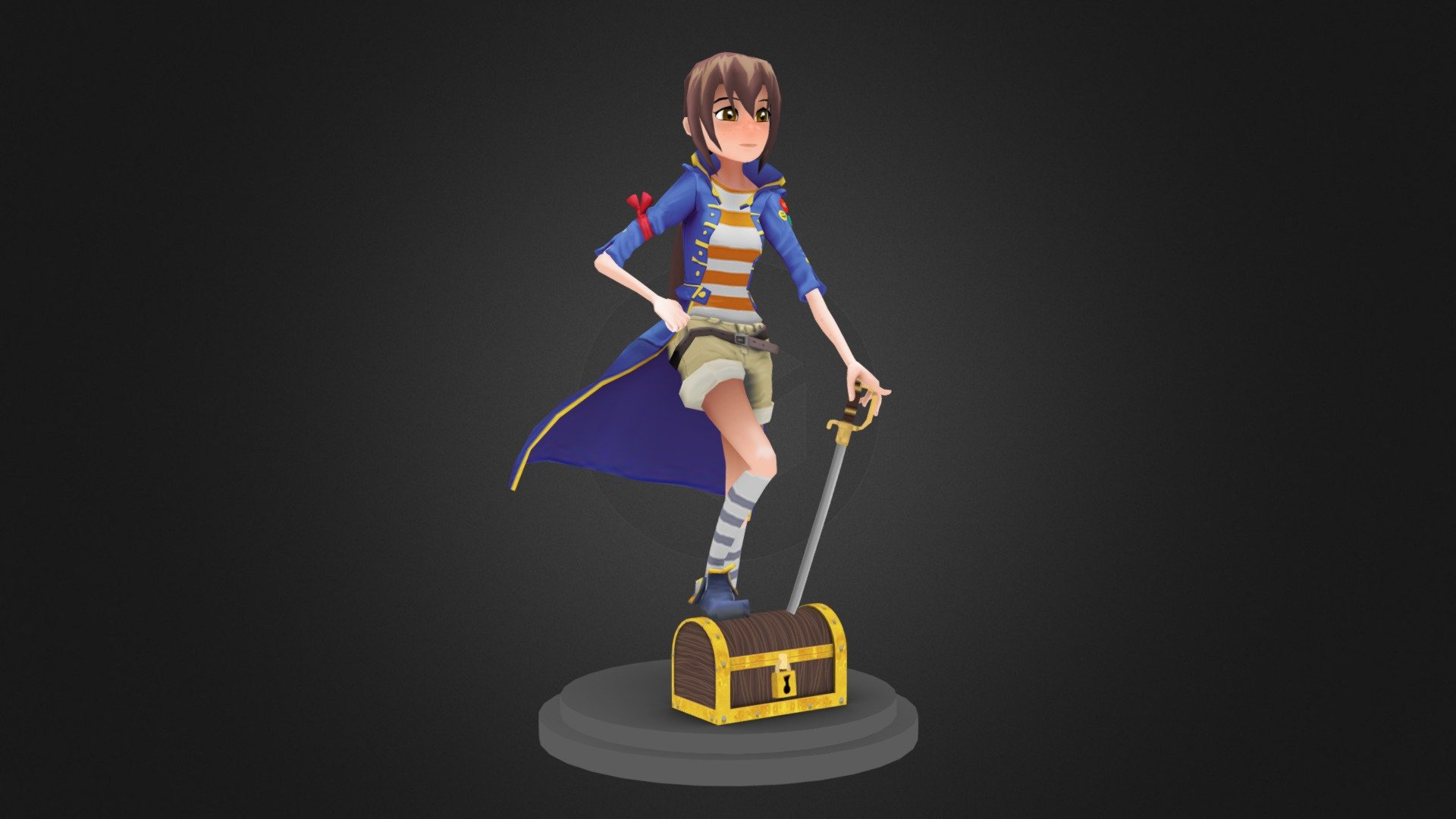 A personal project learning how to texture paint.

Discussion thread and download link: http://blenderartists.org/forum/showthread.php?336018-PIRATE-GIRL-Low-Poly-Character-for-Game-Engine-(download-included) - Pirate Girl - 3D model by pancake_manicure 3d model