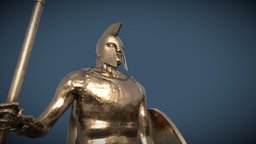 Greek Soldier Bronze greek, bronze, spear, warrior, soldier, spartan, hoplite, statue, roman, centurion, phalanx, substancepainter, substance, helmet, war, shield, gold