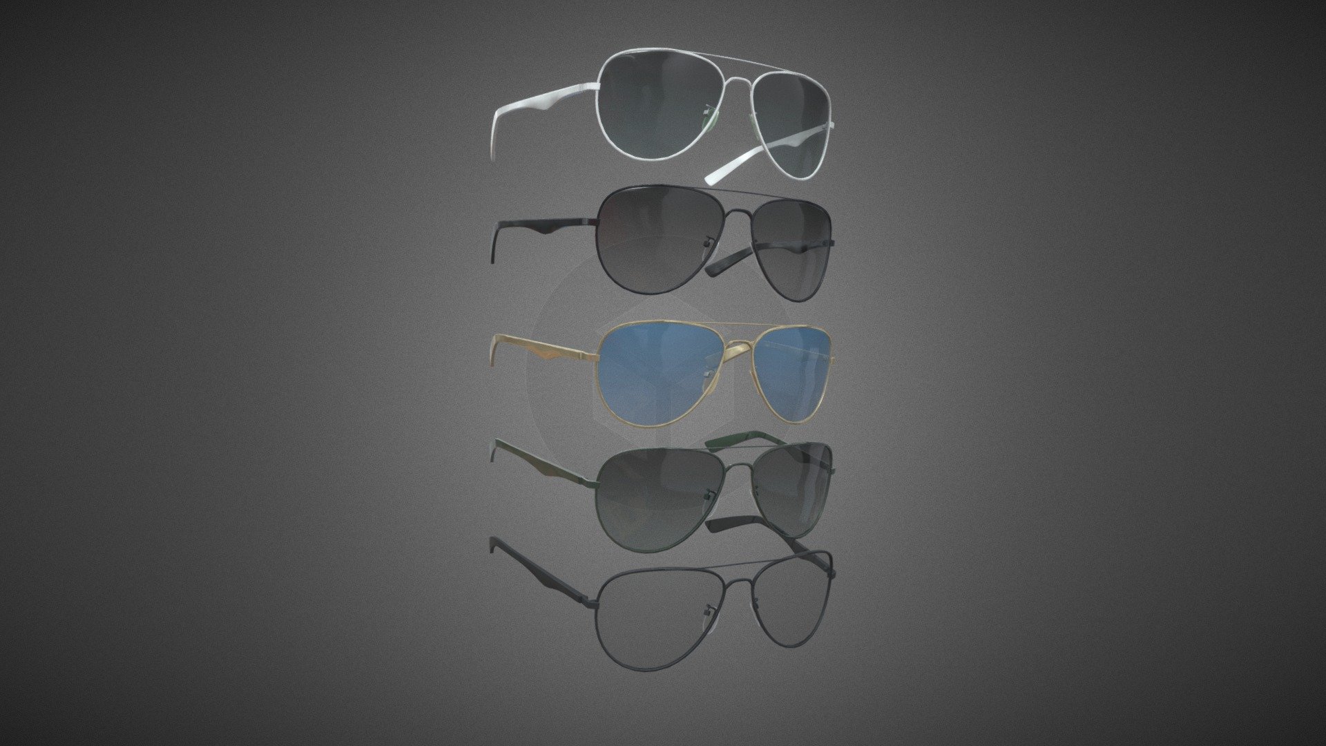 Sunglasses low poly pack - 5 models with different colors. Textures 1024. One UV for each model 3d model