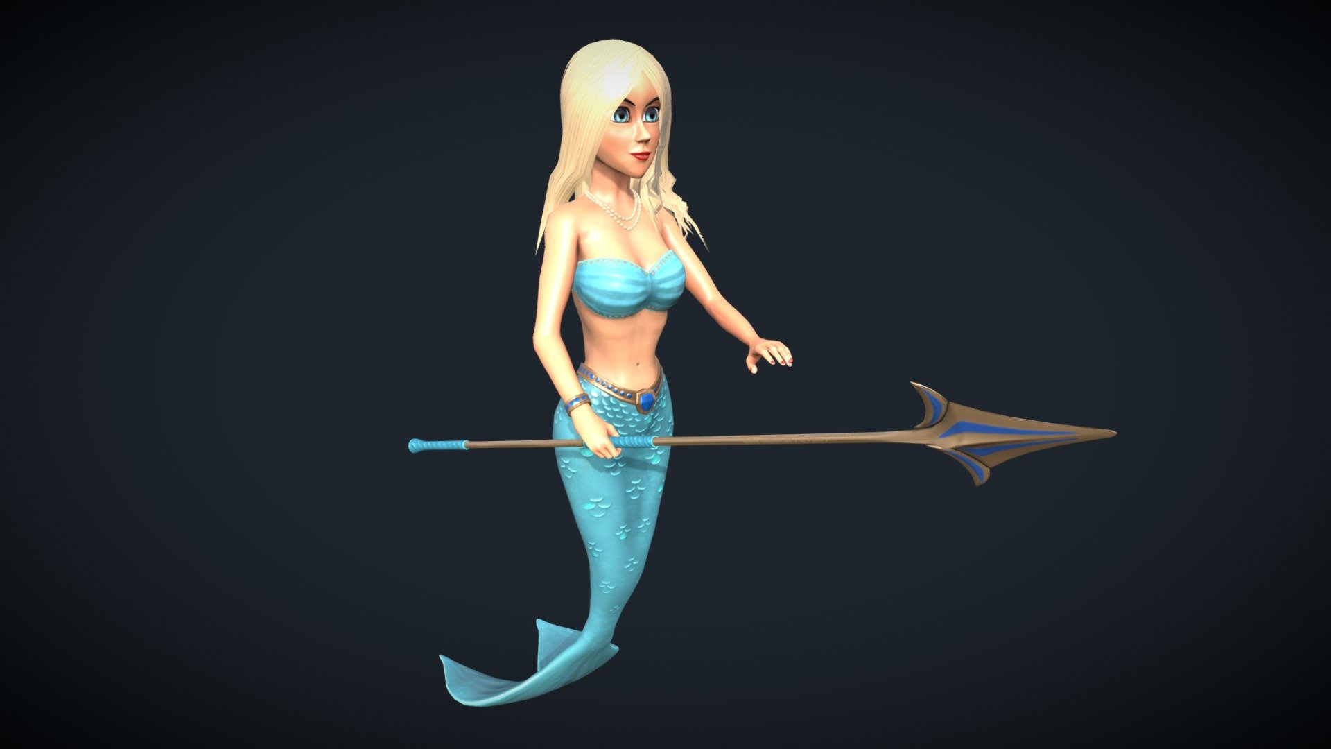 Rigged, PBR textured and animated stylized Mermaid model.
4K textures. Spear is sperate model 3d model