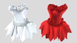 Female Bridal Corset Tutu Dress mini, red, white, fashion, girls, clothes, whimsical, classy, skirt, western, dress, realistic, real, show, dancing, beautiful, womens, elegant, layered, wear, corset, tutu, bridal, girl, female, strapless